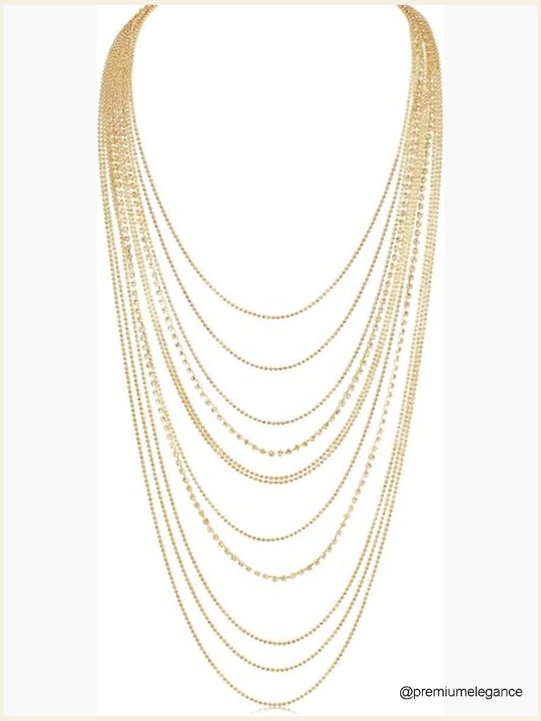 Layered Simulated Diamond Cz Waterfall Chain Necklace 33 Inch